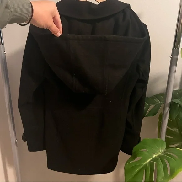 Michael Kors Black Hooded Wool Full Zip Jacket Small Gold Hardware - Picture 4 of 8